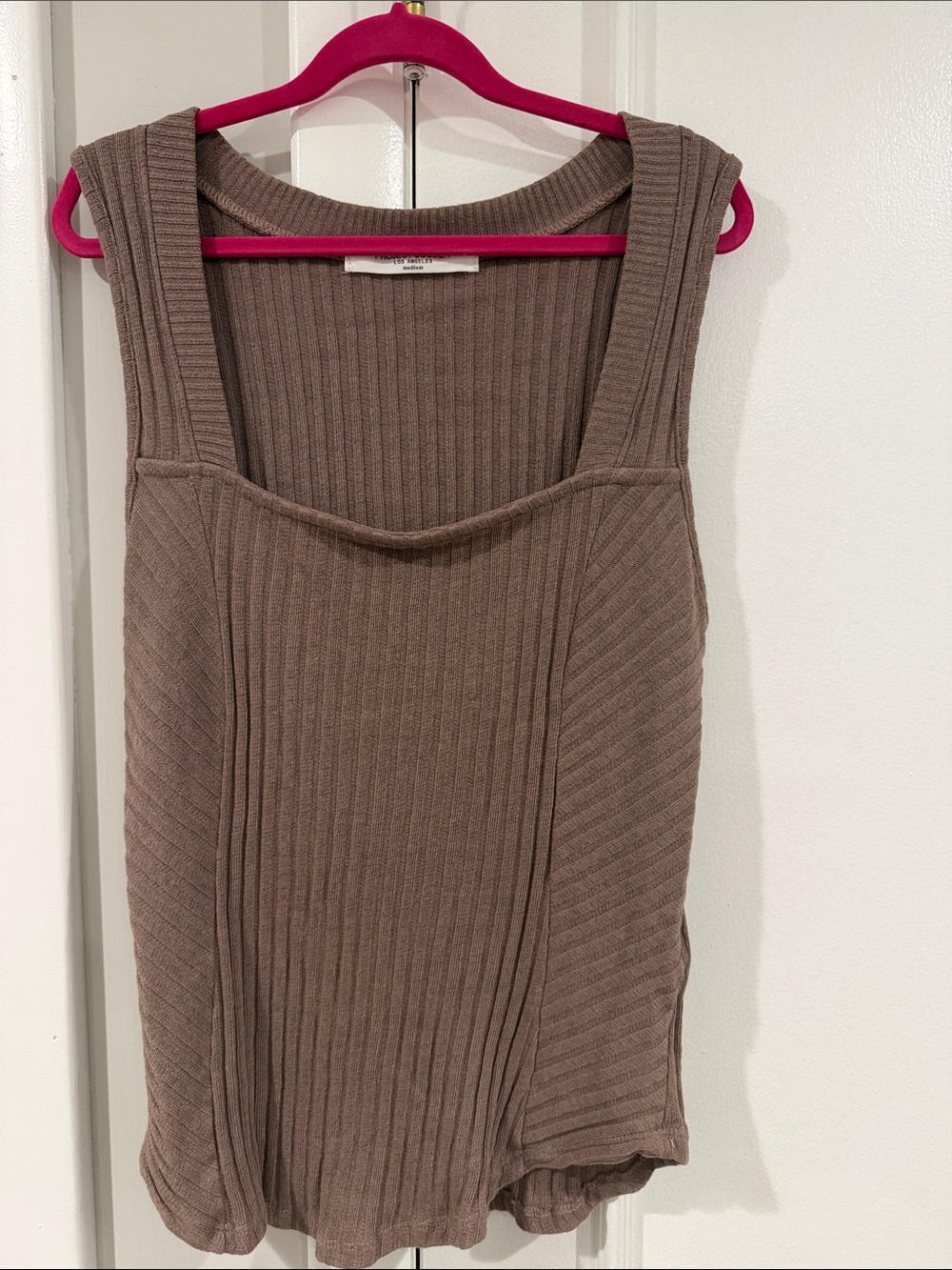 Ribbed Scoop-Neck Tank Top — Taupe